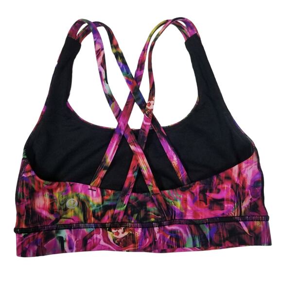 Lululemon Sports Bra Women's Size 4 Energy Bra Multicolor Abstract Criss Cross - Picture 4 of 9